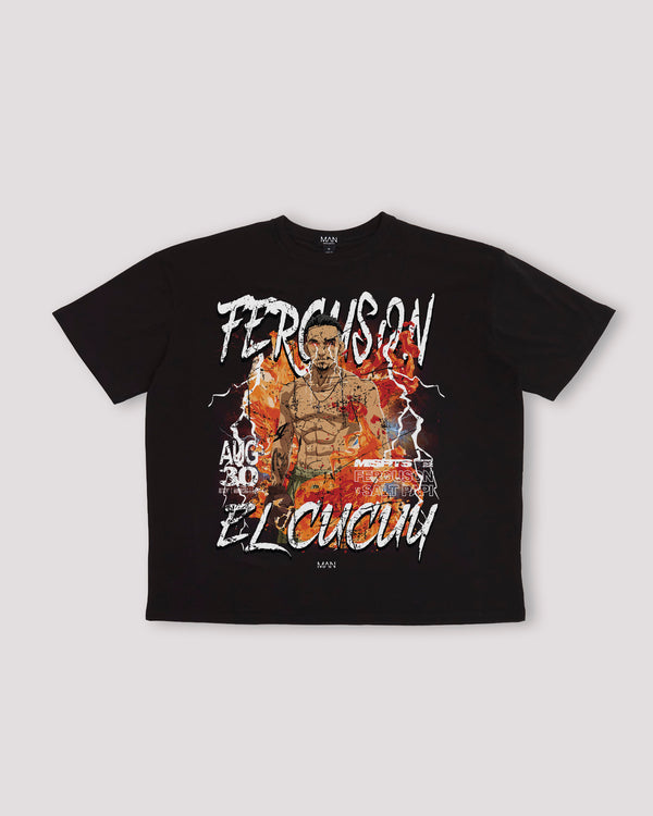 BLACK OVERSIZED TONY FERGUSON MISFITS LICENSE PRINTED T-SHIRT