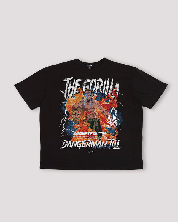 BLACK OVERSIZED DARREN TILL MISFITS LICENSE PRINTED T-SHIRT