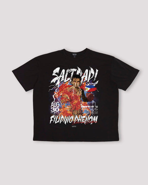 BLACK OVERSIZED SALT PAPI MISFITS LICENSE PRINTED T-SHIRT