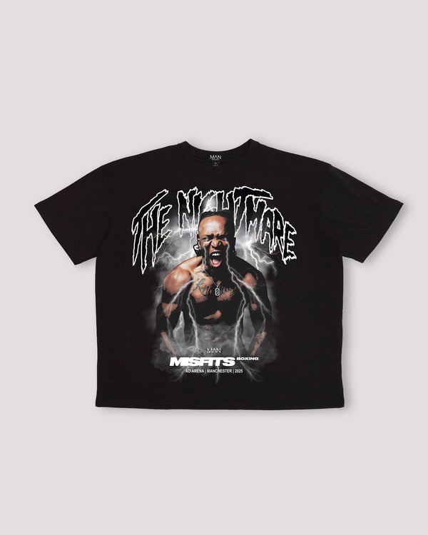 BLACK OVERSIZED MISFITS KSI THE NIGHTMARE LICENSE PRINTED T-SHIRT